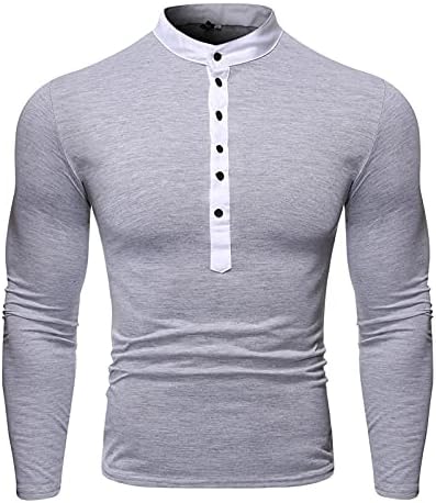 Beuu muške majice majice mišića Sport Sport Henley Button Majica Classic FIT majice s dugim rukavima za muškarce casual teretane vrhove
