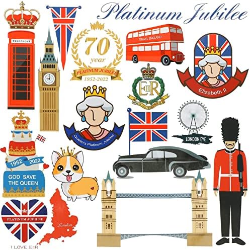 76pcs naljepnice za ukrašavanje kraljičine obljetnice PVC naljepnice za zabavu Union Jack Britanski domoljubni ukras za Kraljičin 70.