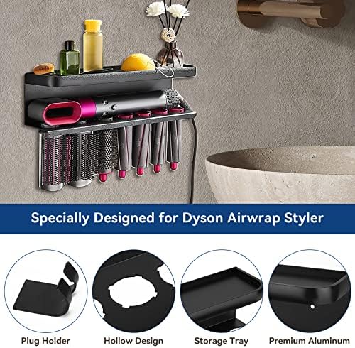 Wior skladište držač za Dyson Airwrap Styler pribor, zidni nosač nosača za uvijanje željeznih pričvrsnih uređaja, Organizator za sušenje