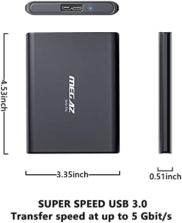 Prijenosni vanjski HDD od 500 GB, kompatibilan s 5.0 za računalo, računalo, prijenosno računalo, prijenosno računalo, sivo