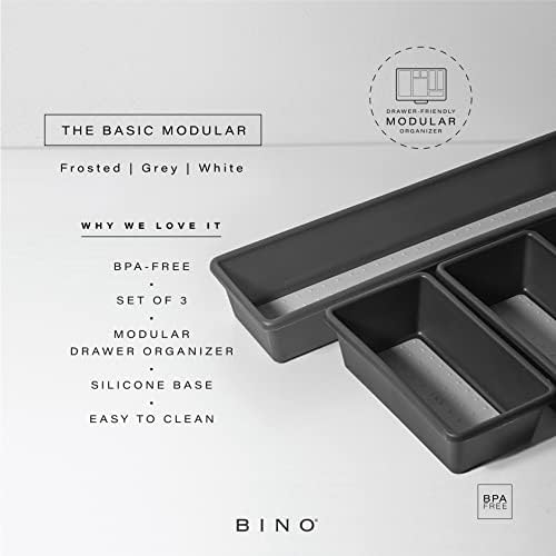 Bino | 3 -komadića Organizator ladice set, mali - sivi | Modularni | Višenamjenski skladištenje | Mekane obloge i gumene noge bez klizanja