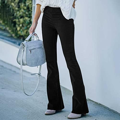 Corduroy vrećaste hlače s visokim strukom za žene vintage y2k ravne nogu hlače labave fit flared hlače s džepnim nogama