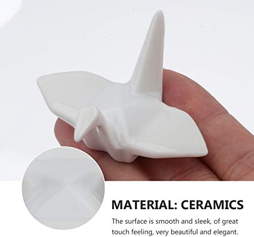Pređa Kineski ukras za vjenčanje 1 PC Origami Crane štapića za štapiće, 2 inčni keramika CHAPSsticks Odmor, bijela porculanska dizalica