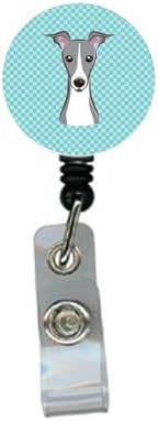 _ '_1174 _ šahovsko plavi talijanski hrt uvlačivi kolut značke, za medicinske sestre držač osobne iskaznice s kopčom uvlačivi držač
