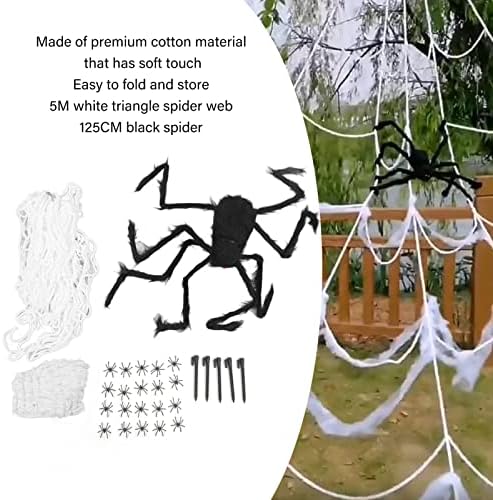 FDIT Halloween Ploweb and Spider, Web simulacija Super plišani Spider Festival Unutarnji i vanjski ukras za ukrašavanje Bijeli pauk