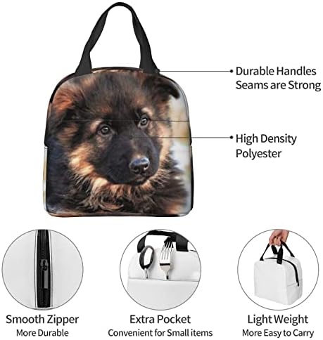 ; Slatko štene njemačkog ovčara, Prijenosna torba za ručak s zadebljanom izolacijom od folije, torba za ručak za žene, muškarce i djecu,